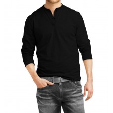 Fanideaz Men's Cotton Henley Full sleeve T Shirts for Men(Premium Black Henley T-Shirt)